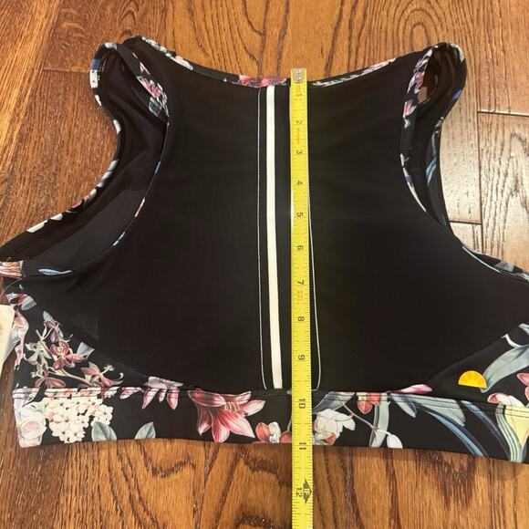 C&C California Womens M Sports Bra Performance Black Floral Mesh Stretch Wicking - Picture 12 of 16